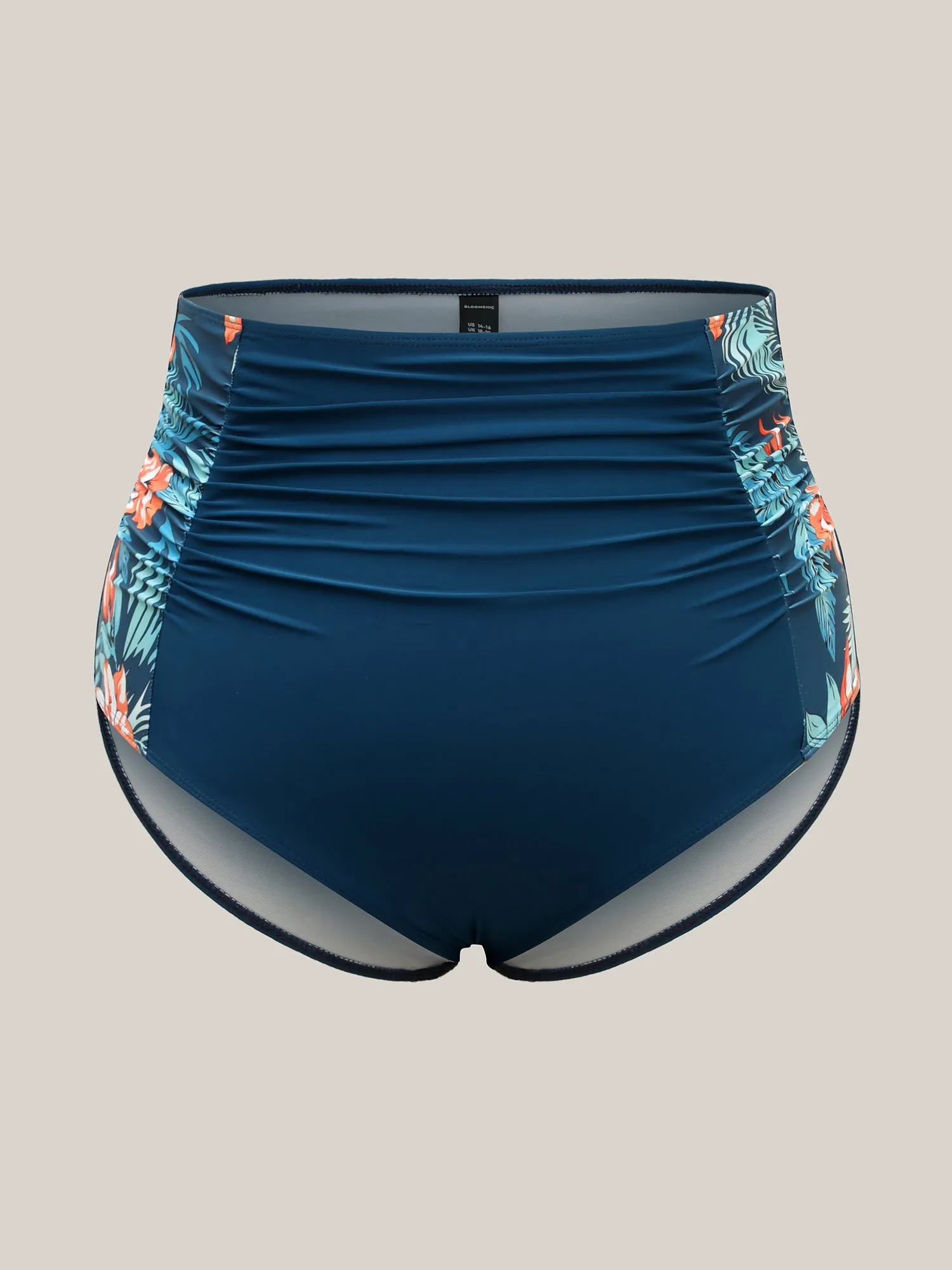 Tropical Print Contrast Ruched Bikini Bottoms sold by Bloomchic product image thumbnail 5