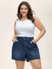 Faded Wash Straight-Leg Denim Shorts sold by Bloomchic