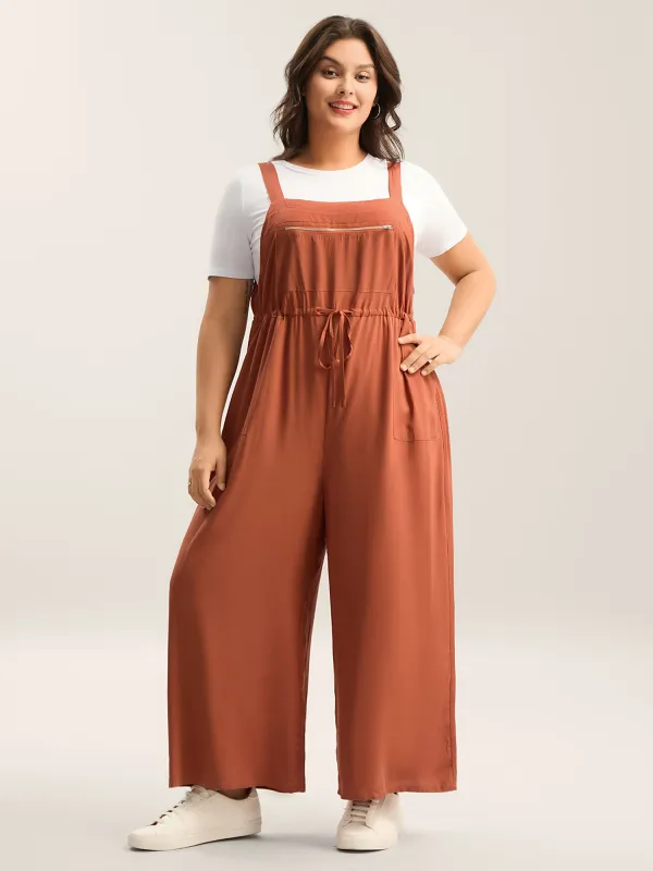 Rayon Adjustable Zipper Tie Jumpsuit sold by Bloomchic