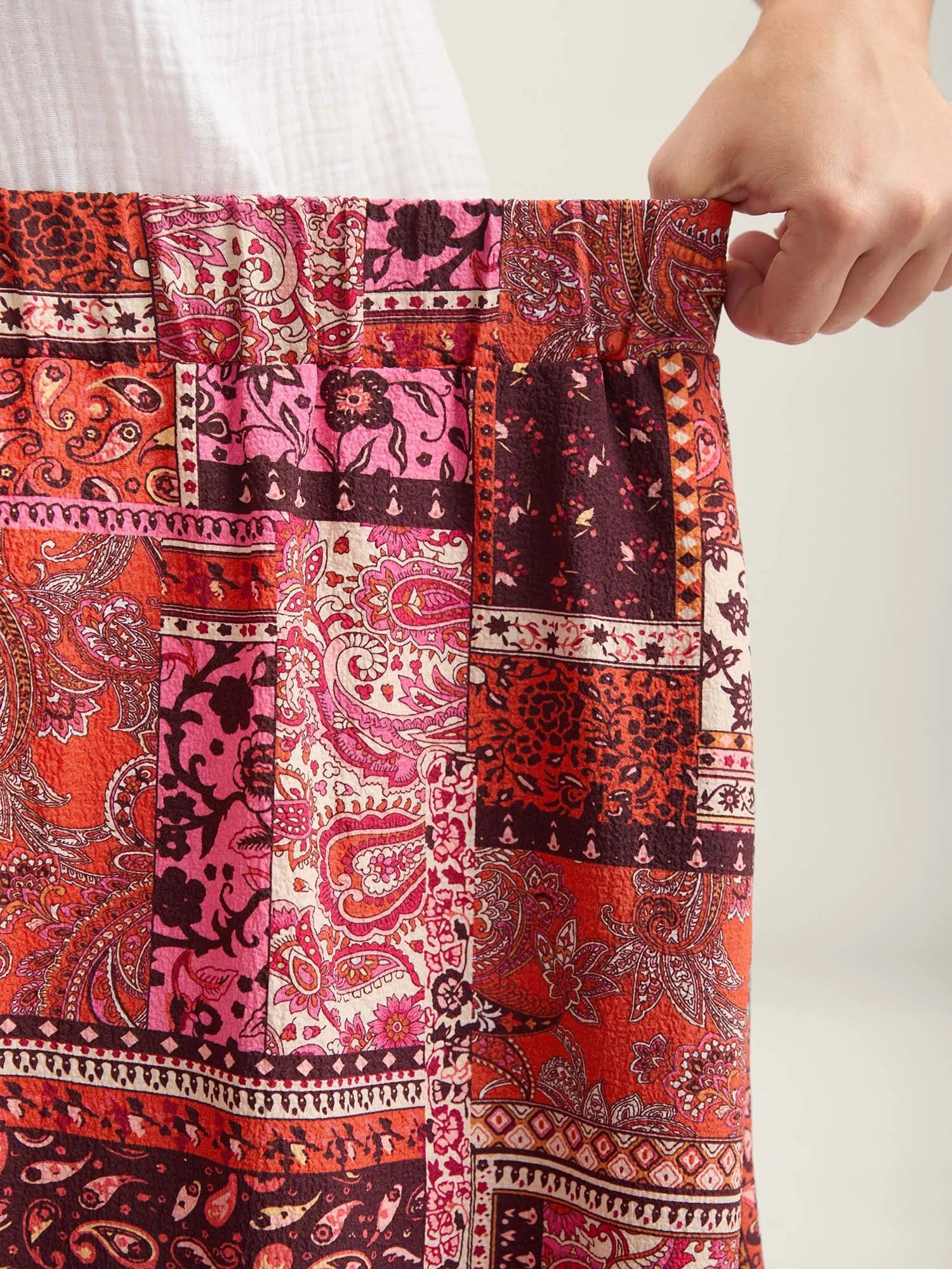 Geometric Collage Waist-Tie Maxi Skirt sold by Bloomchic product image thumbnail 3