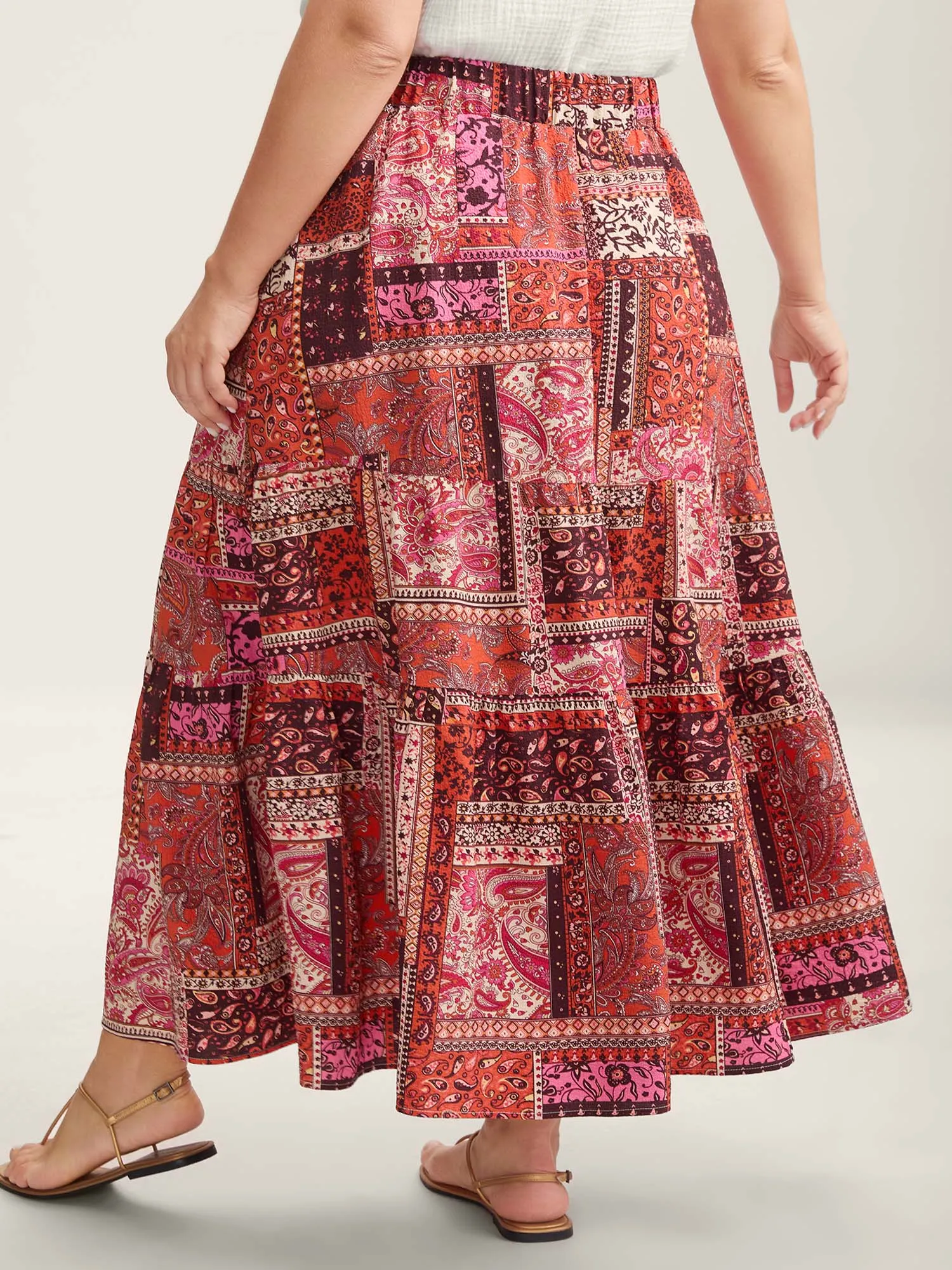 Geometric Collage Waist-Tie Maxi Skirt sold by Bloomchic product image thumbnail 4