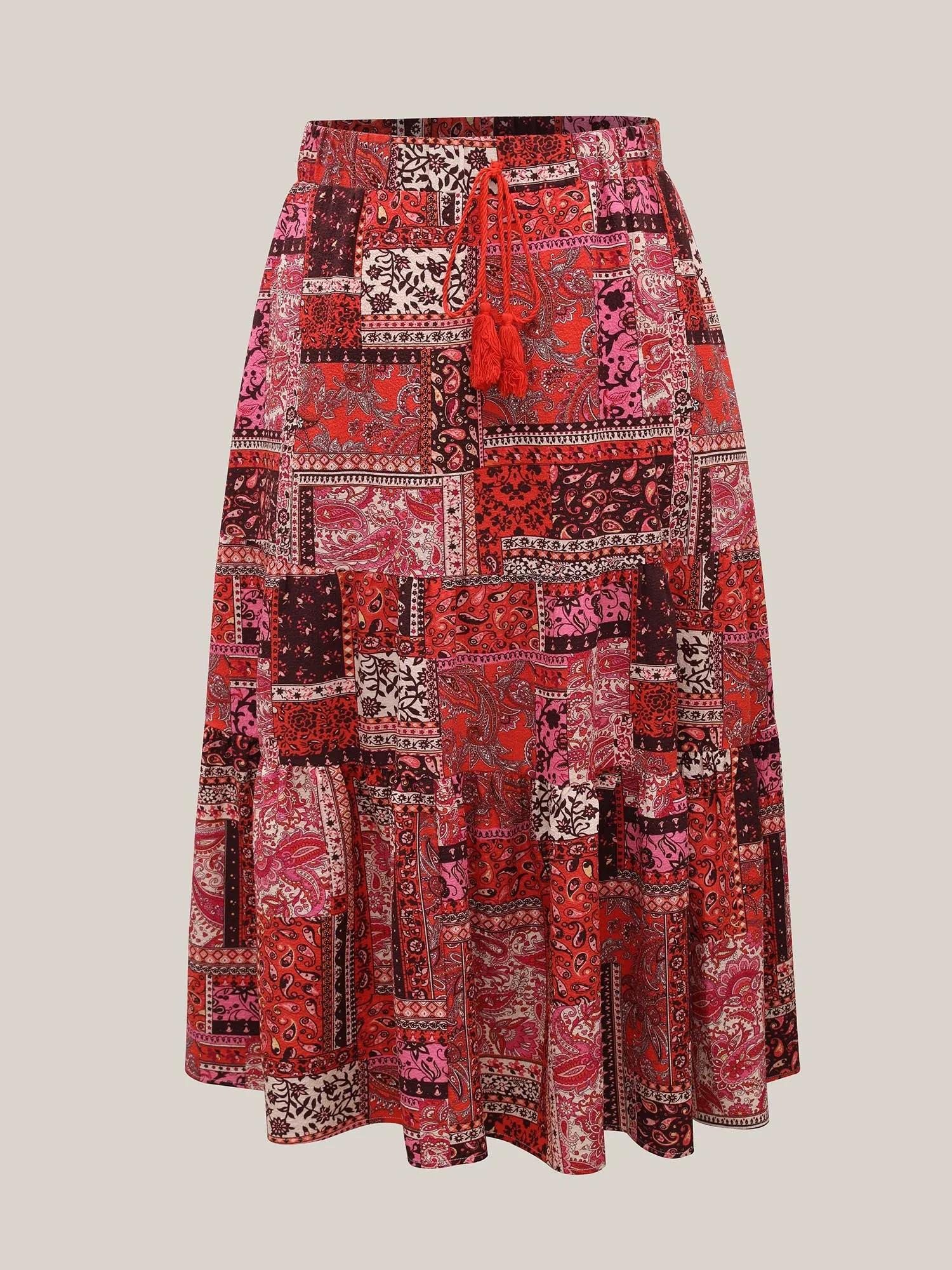 Geometric Collage Waist-Tie Maxi Skirt sold by Bloomchic product image thumbnail 5