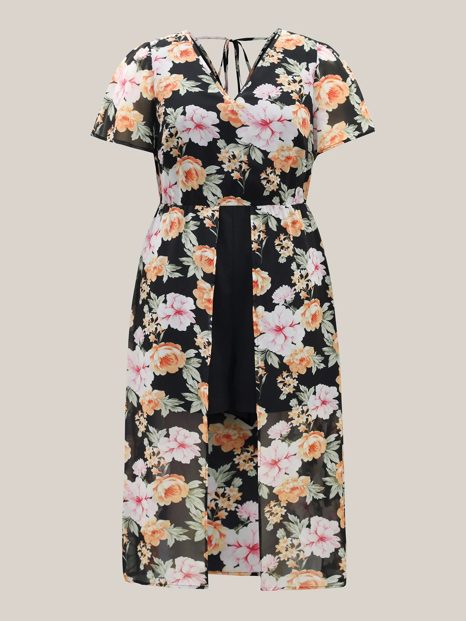 Floral Layered Open-Front Romper sold by Bloomchic product image thumbnail 5