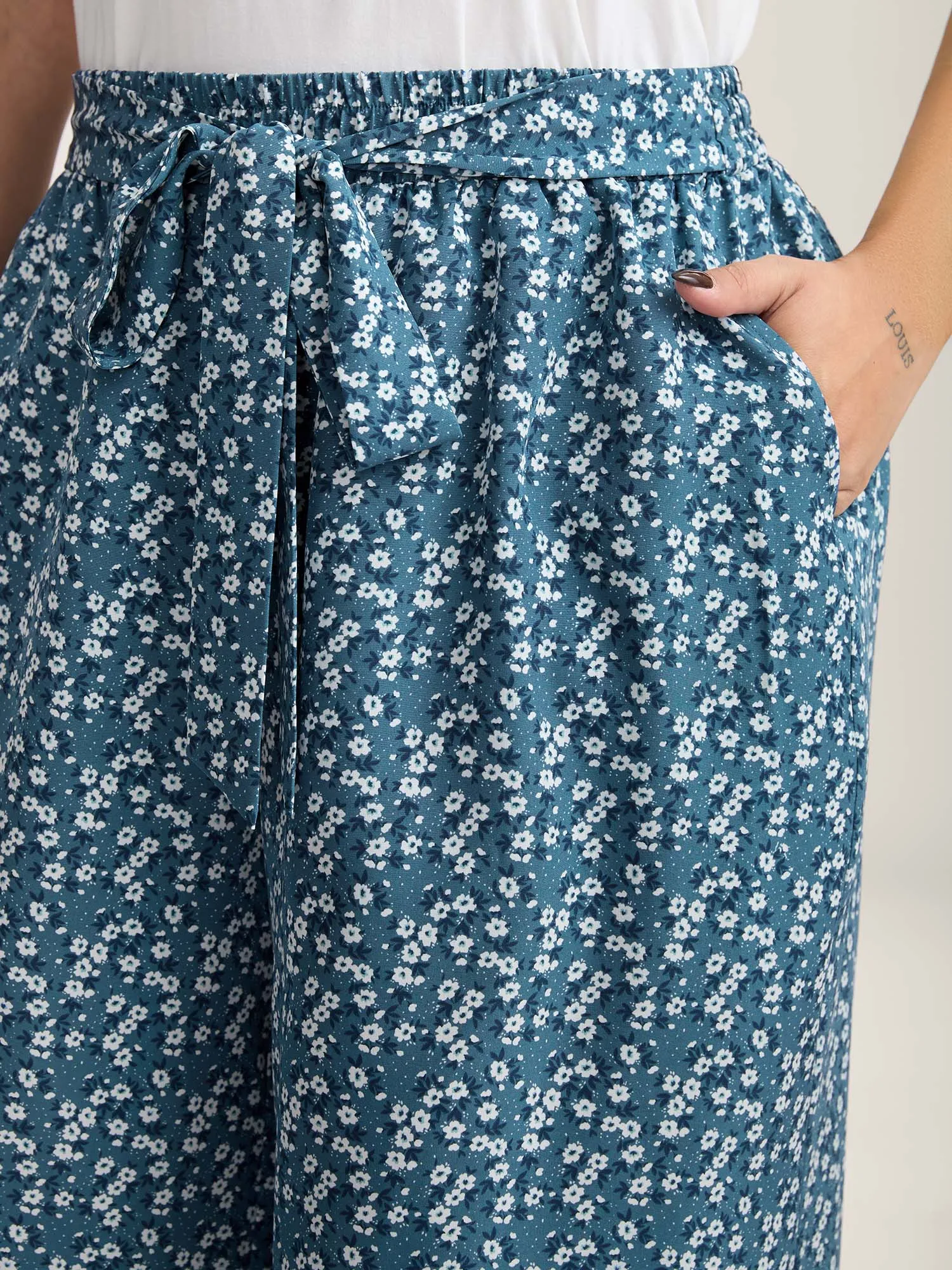 Floral Print Belted Wide-Leg Pants sold by Bloomchic product image thumbnail 2