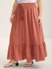 Shirred Back Button Detail Maxi Skirt sold by Bloomchic