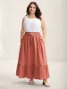 Shirred Back Button Detail Maxi Skirt sold by Bloomchic