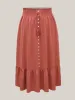 Shirred Back Button Detail Maxi Skirt sold by Bloomchic