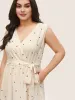 Heart Print Surplice Neck Patchwork Flutter Hem Dress sold by Bloomchic