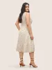 Heart Print Surplice Neck Patchwork Flutter Hem Dress sold by Bloomchic