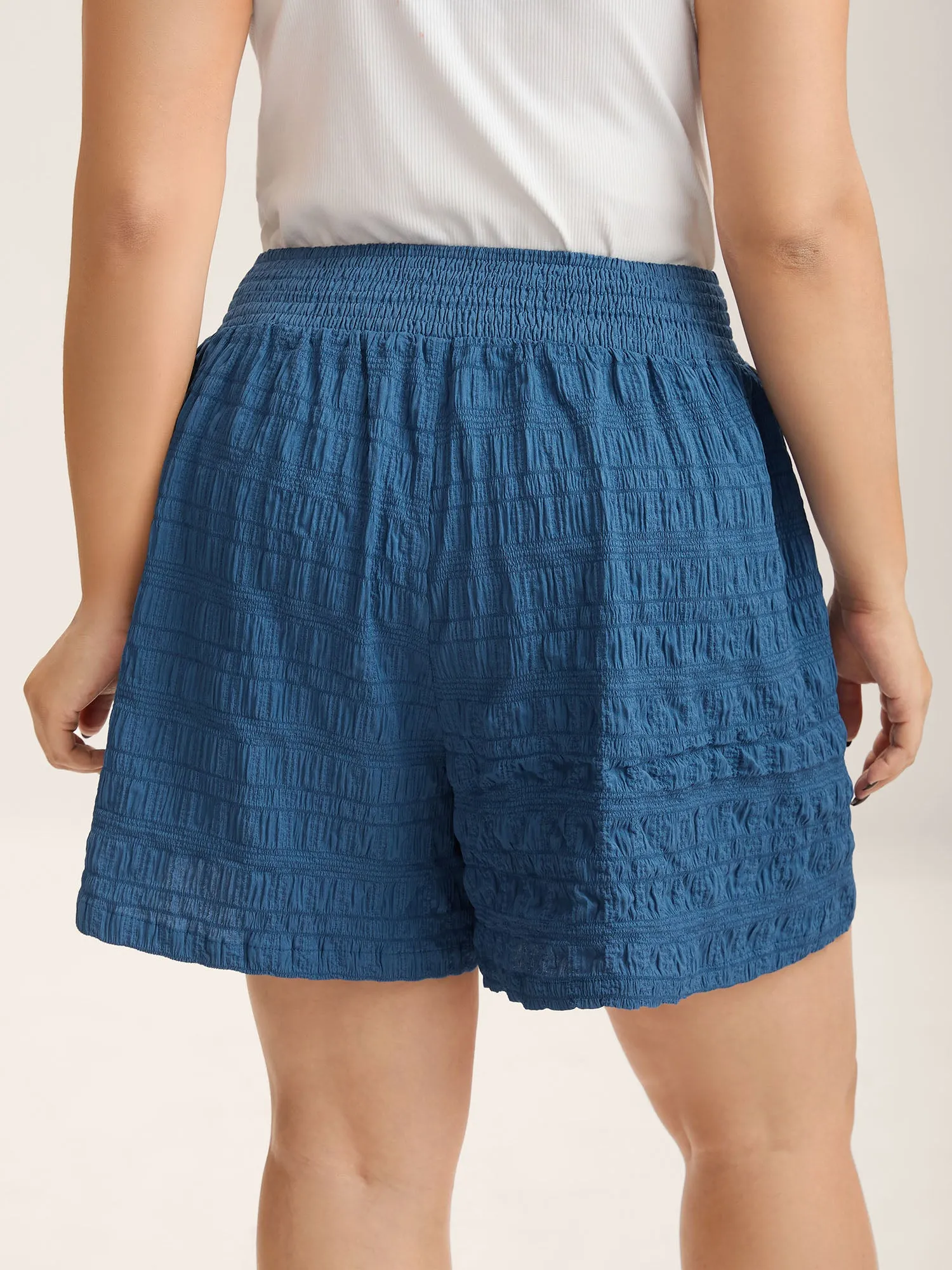 Textured Shirred Waist Tie Shorts sold by Bloomchic product image thumbnail 5