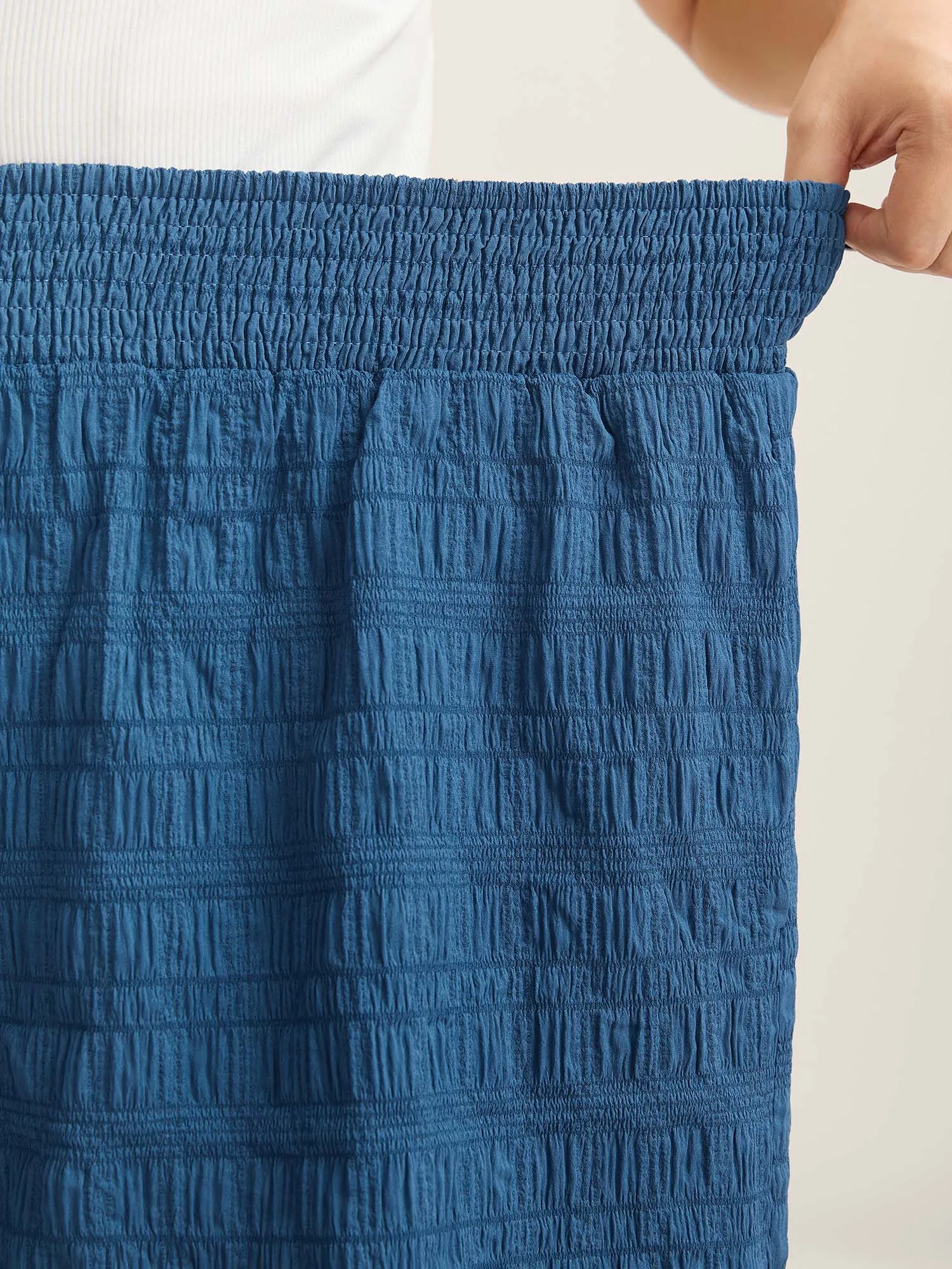 Textured Shirred Waist Tie Shorts sold by Bloomchic product image thumbnail 3