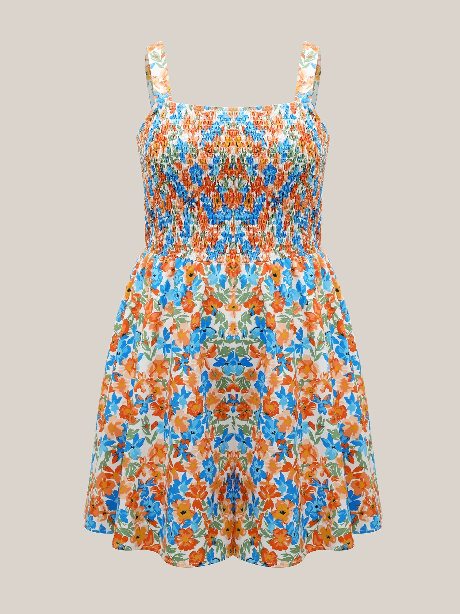 Floral Print Shirred Stretchy Waist Romper sold by Bloomchic product image thumbnail 5