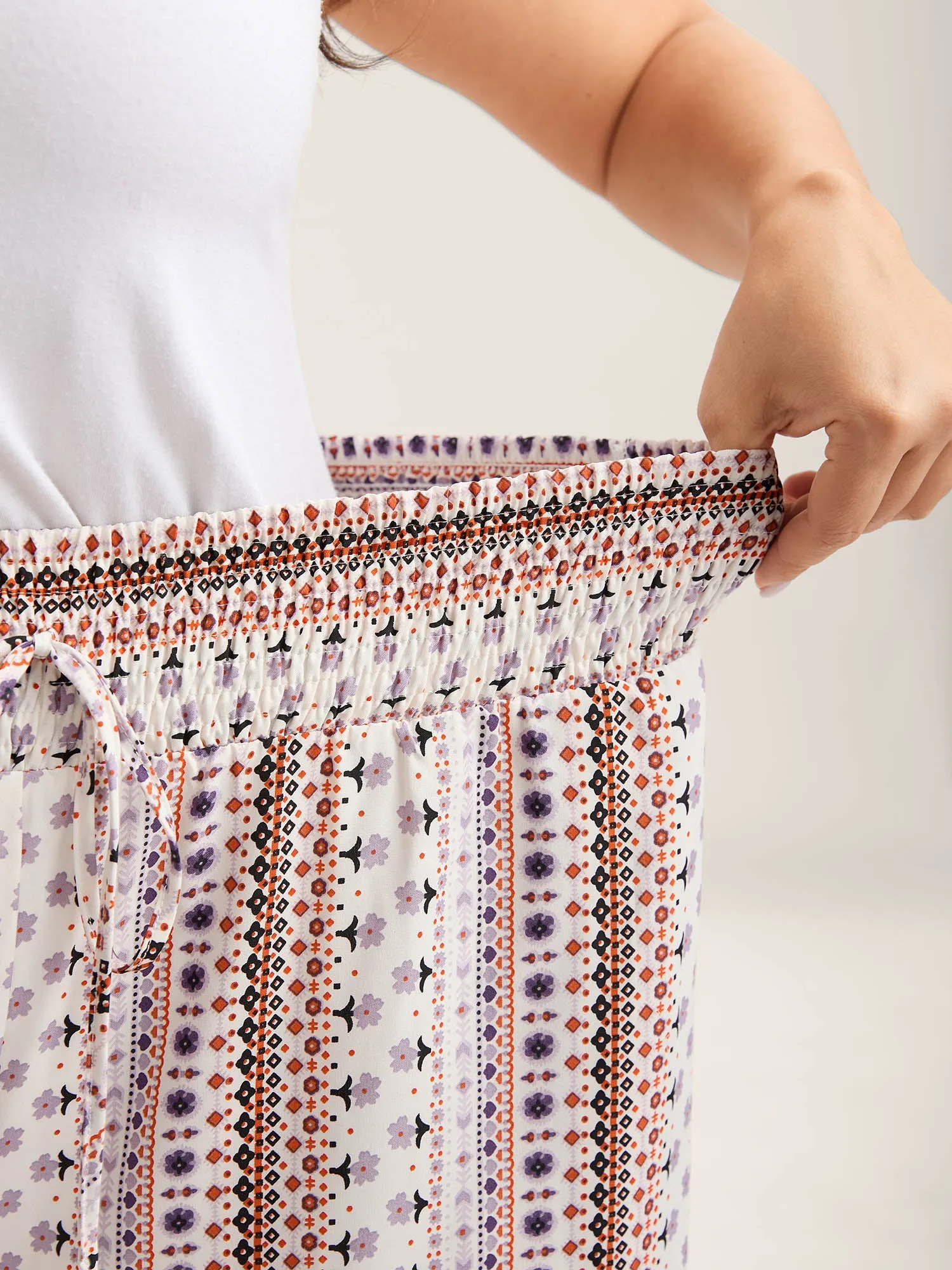 Shirred Waist Boho Wide-Leg Pants sold by Bloomchic product image thumbnail 2