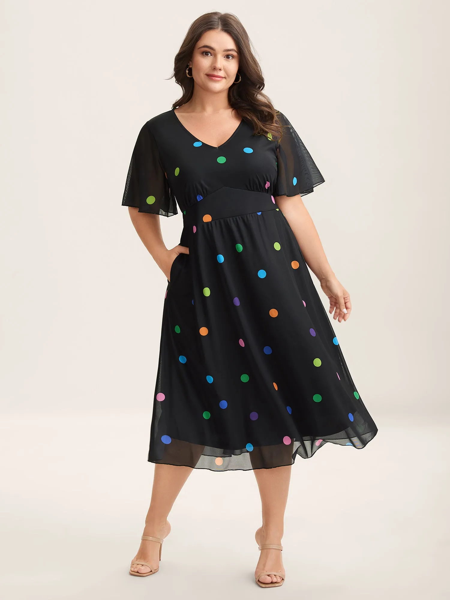 Super Stretchy Polka Dot Pockets Midi Dress sold by Bloomchic product image thumbnail 3