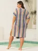 Textured Cut-Out Colorful Swim Cover-Up sold by Bloomchic