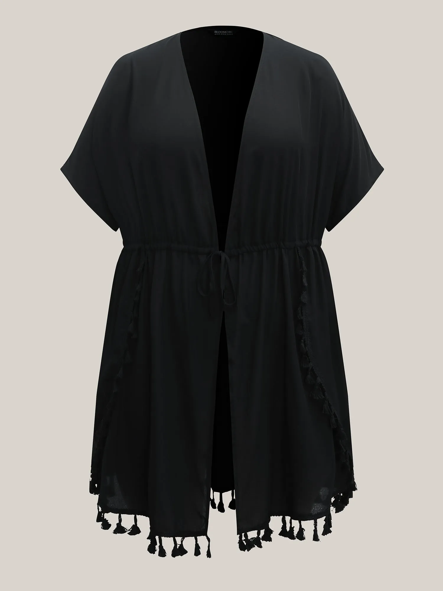 Overlap Hem Waist-Tie Sheer Kimono sold by Bloomchic product image thumbnail 5