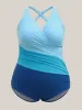 Color Block Pleated One-Piece Swimsuit sold by Bloomchic
