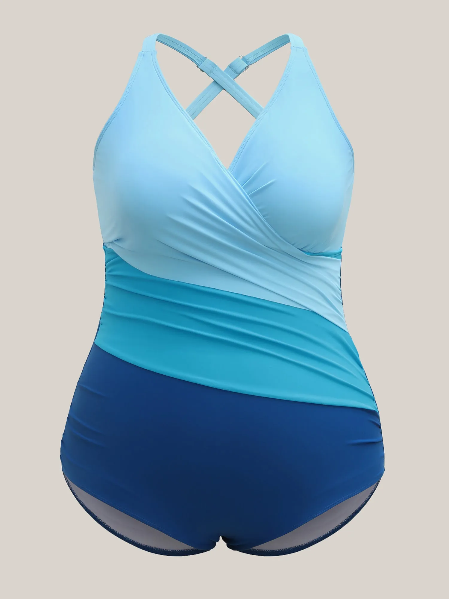 Color Block Pleated One-Piece Swimsuit sold by Bloomchic product image thumbnail 5