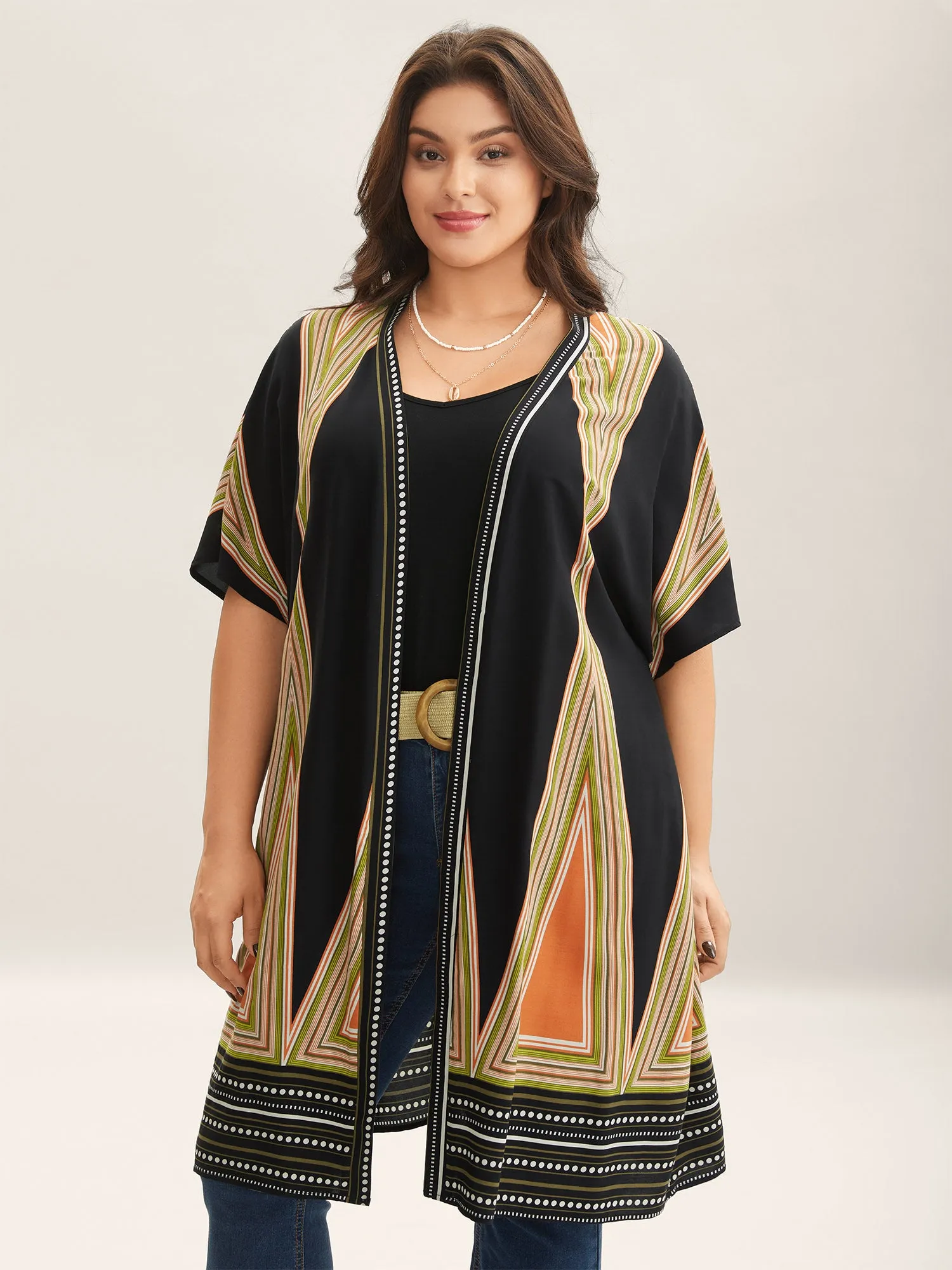 Rayon Boho Print Front-Open Kimono sold by Bloomchic