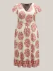 Breezy Boho Print Drawstring Waist Midi Dress sold by Bloomchic
