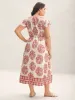 Breezy Boho Print Drawstring Waist Midi Dress sold by Bloomchic