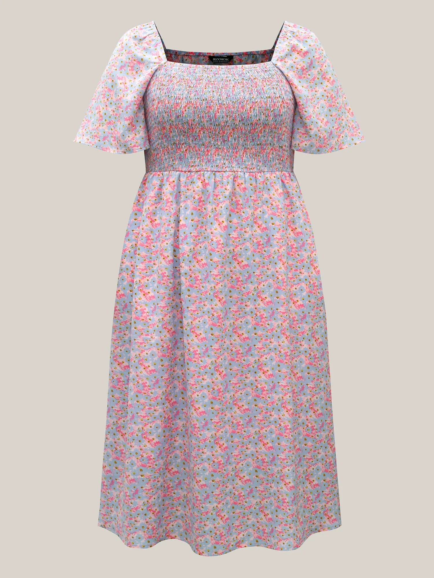 Floral Print Shirred Pockets Midi Dress sold by Bloomchic product image thumbnail 5