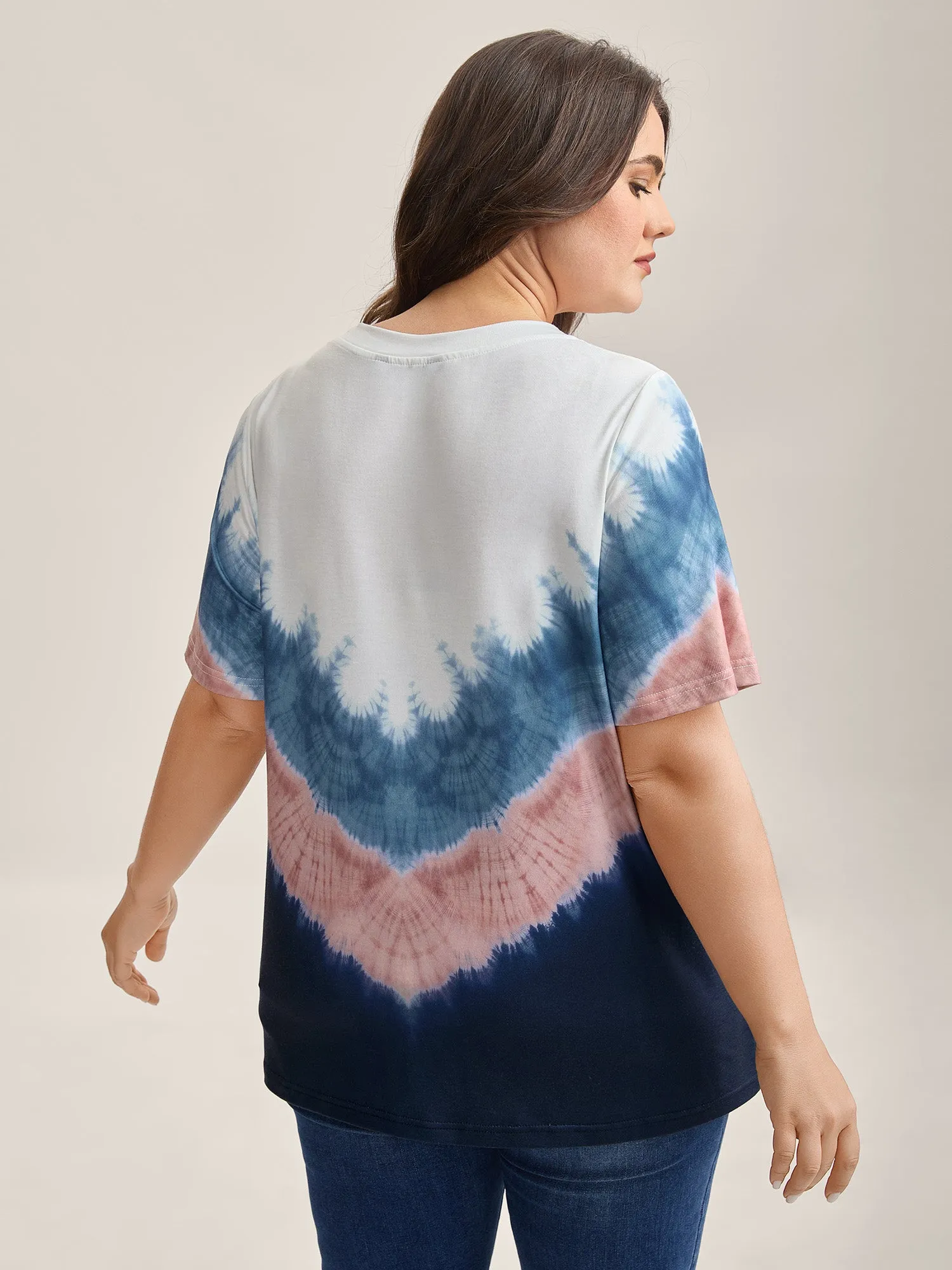 Tie-Dye Print Round Neck T-Shirt sold by Bloomchic product image thumbnail 4