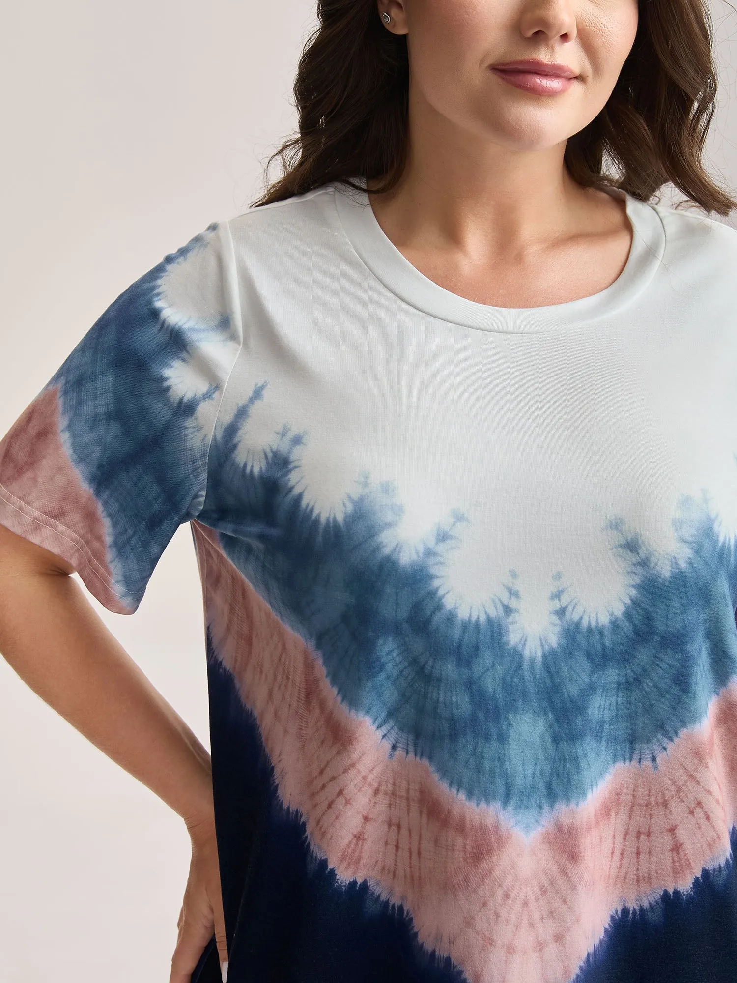 Tie-Dye Print Round Neck T-Shirt sold by Bloomchic product image thumbnail 2