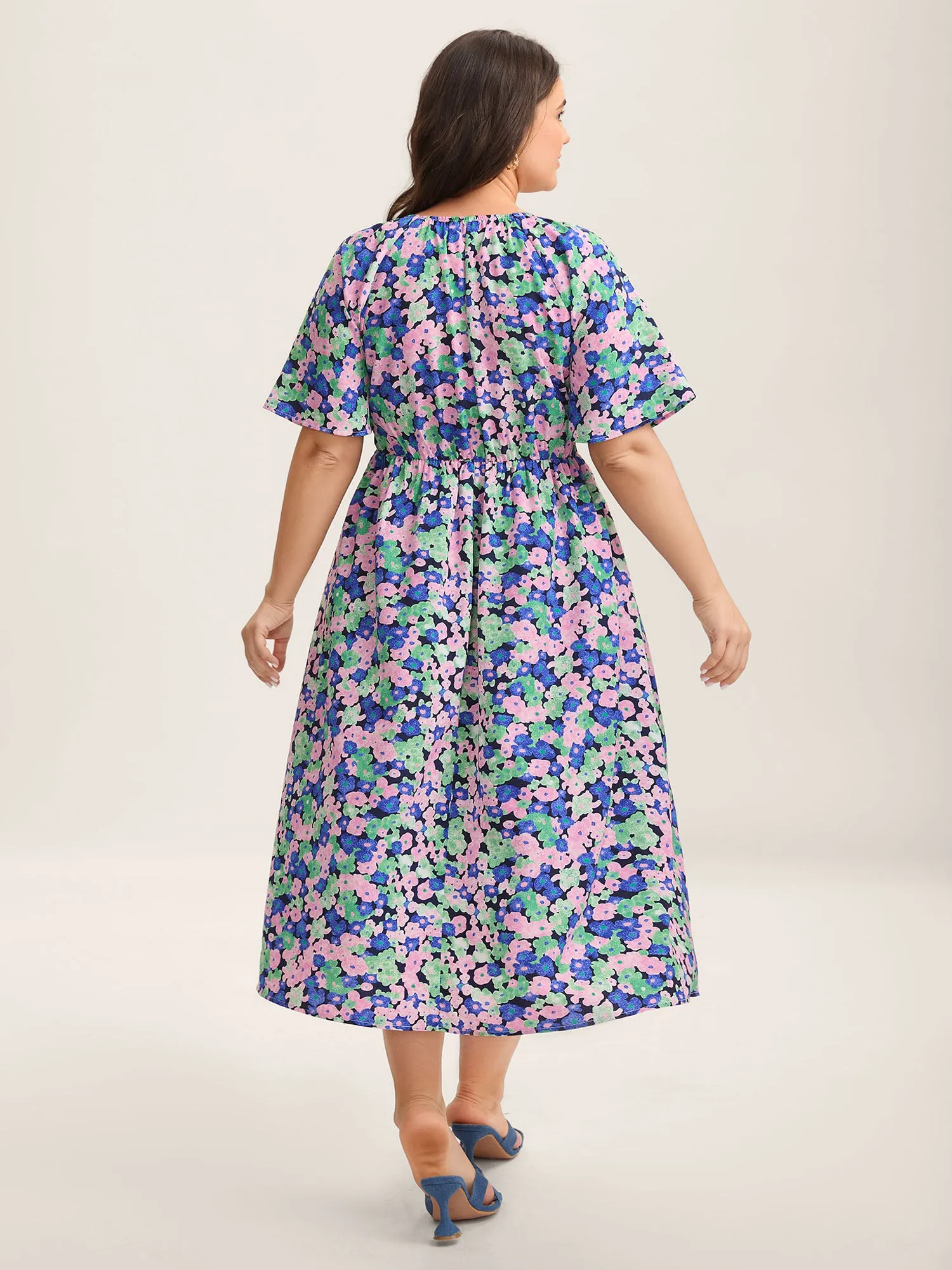 Floral Print Shirred Waist Midi Dress sold by Bloomchic product image thumbnail 4