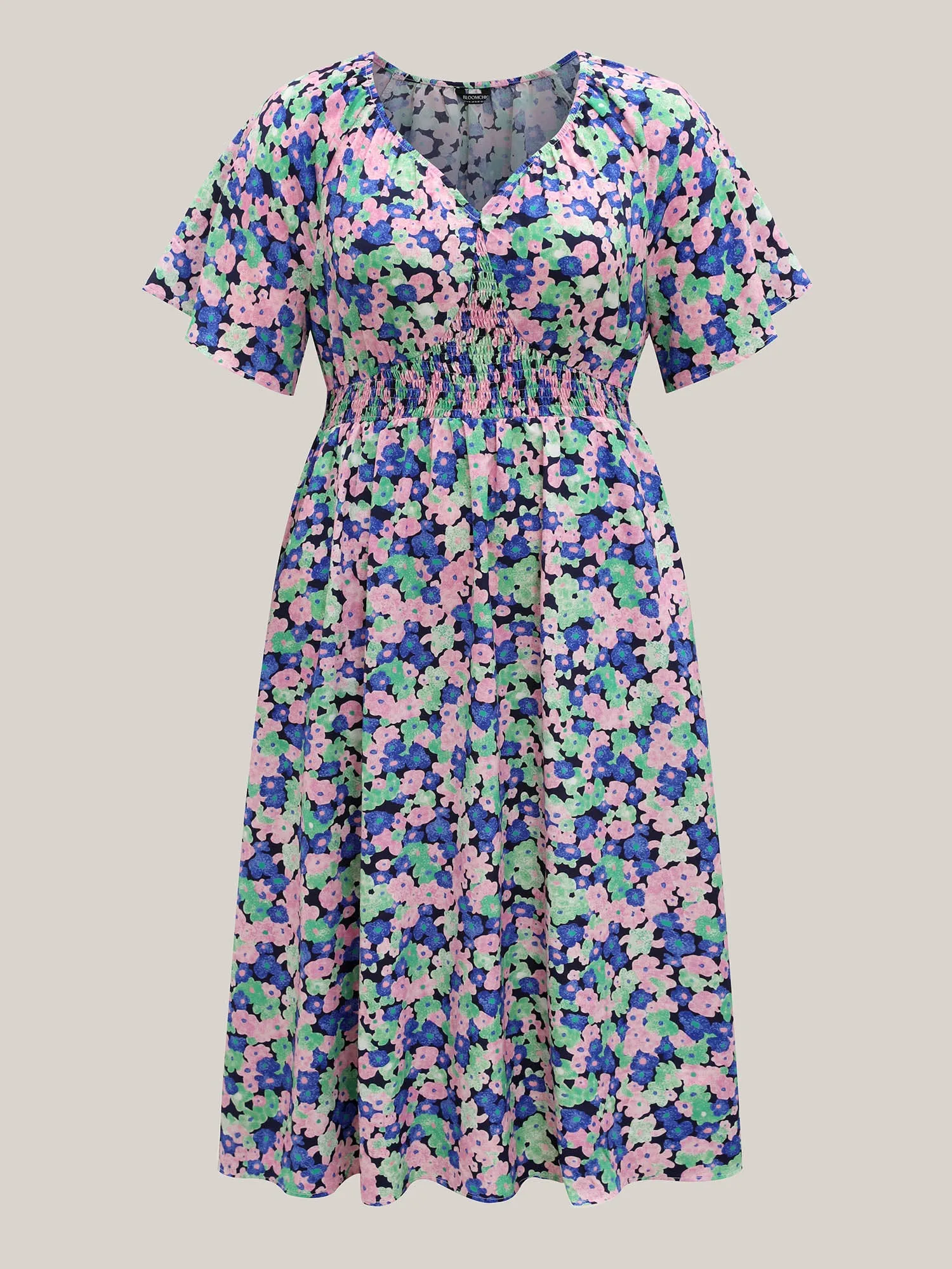 Floral Print Shirred Waist Midi Dress sold by Bloomchic product image thumbnail 5