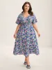 Floral Print Shirred Waist Midi Dress sold by Bloomchic