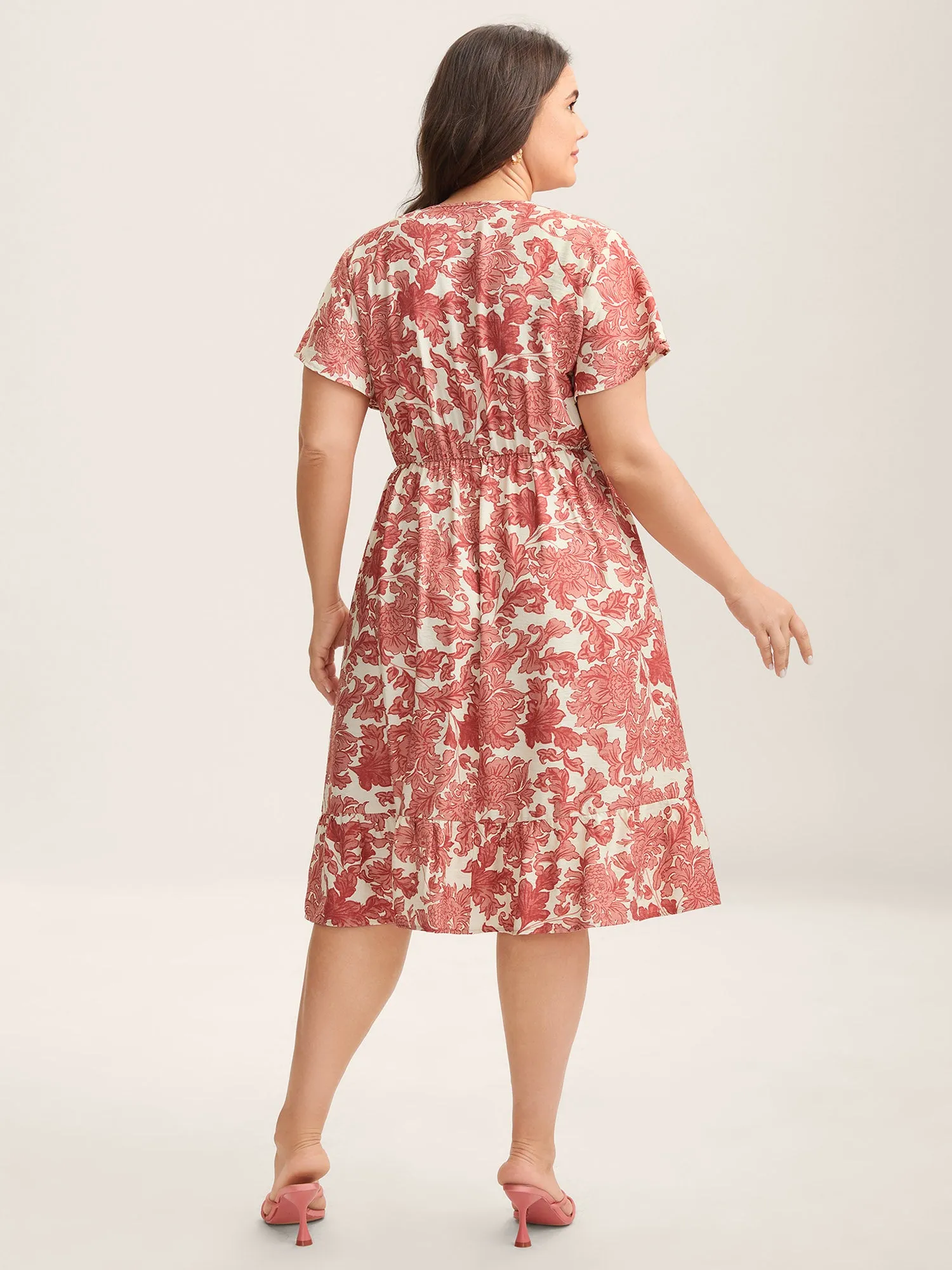 Floral Print Wrap Ruffled Midi Dress sold by Bloomchic product image thumbnail 4