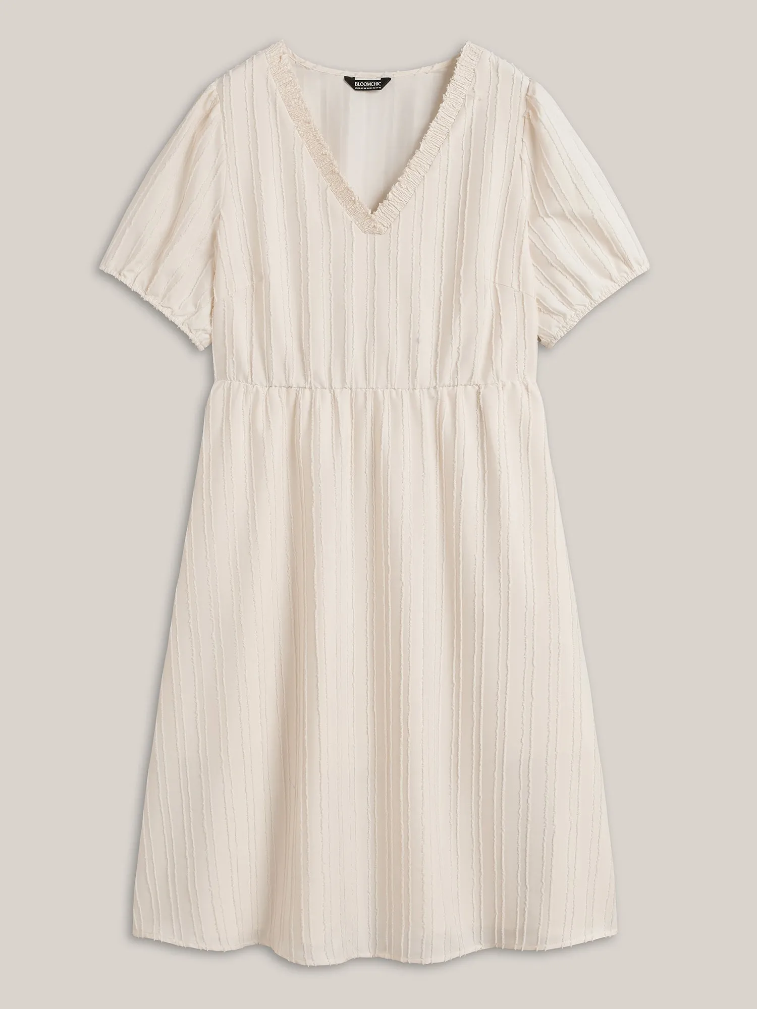 Textured V-Neck Pockets Solid Midi Dress sold by Bloomchic product image thumbnail 5