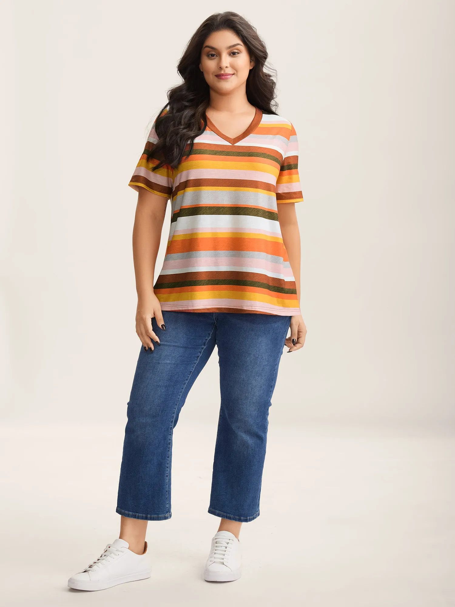Bamboo Stretchy Colorful Stripes T-Shirt sold by Bloomchic product image thumbnail 3