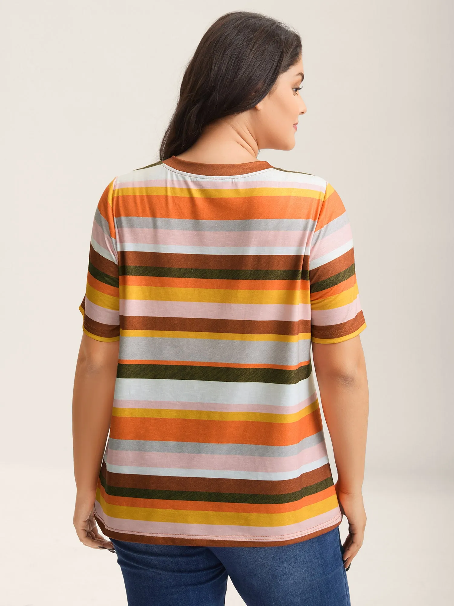 Bamboo Stretchy Colorful Stripes T-Shirt sold by Bloomchic product image thumbnail 4