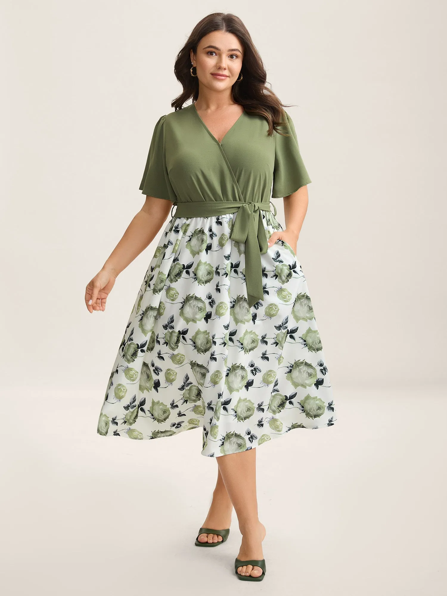 Breezy Floral Print Belted Midi Dress sold by Bloomchic product image thumbnail 3