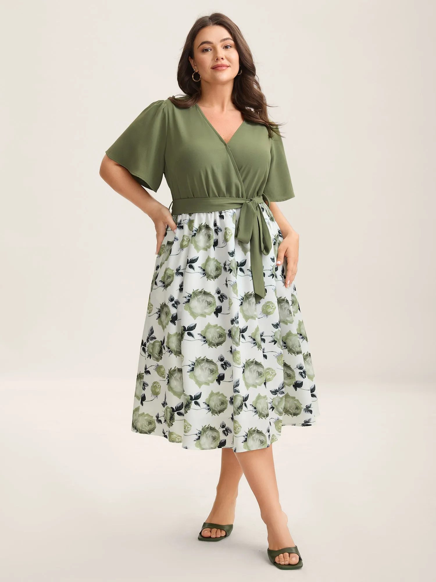 Breezy Floral Print Belted Midi Dress sold by Bloomchic