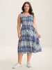 Tie-Dye Print Neck Tie Midi Dress sold by Bloomchic