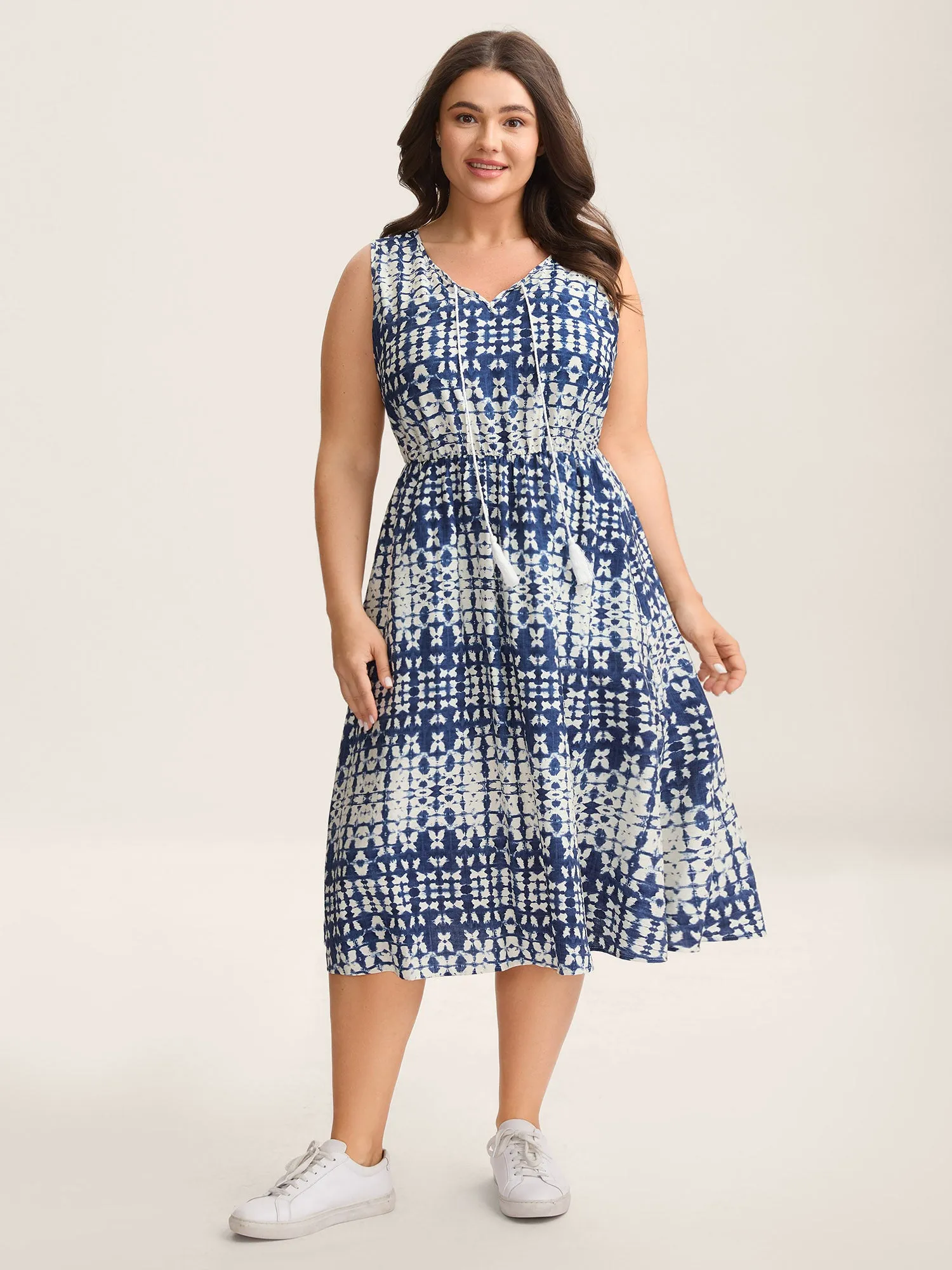 Tie-Dye Print Neck Tie Midi Dress sold by Bloomchic product image thumbnail 3
