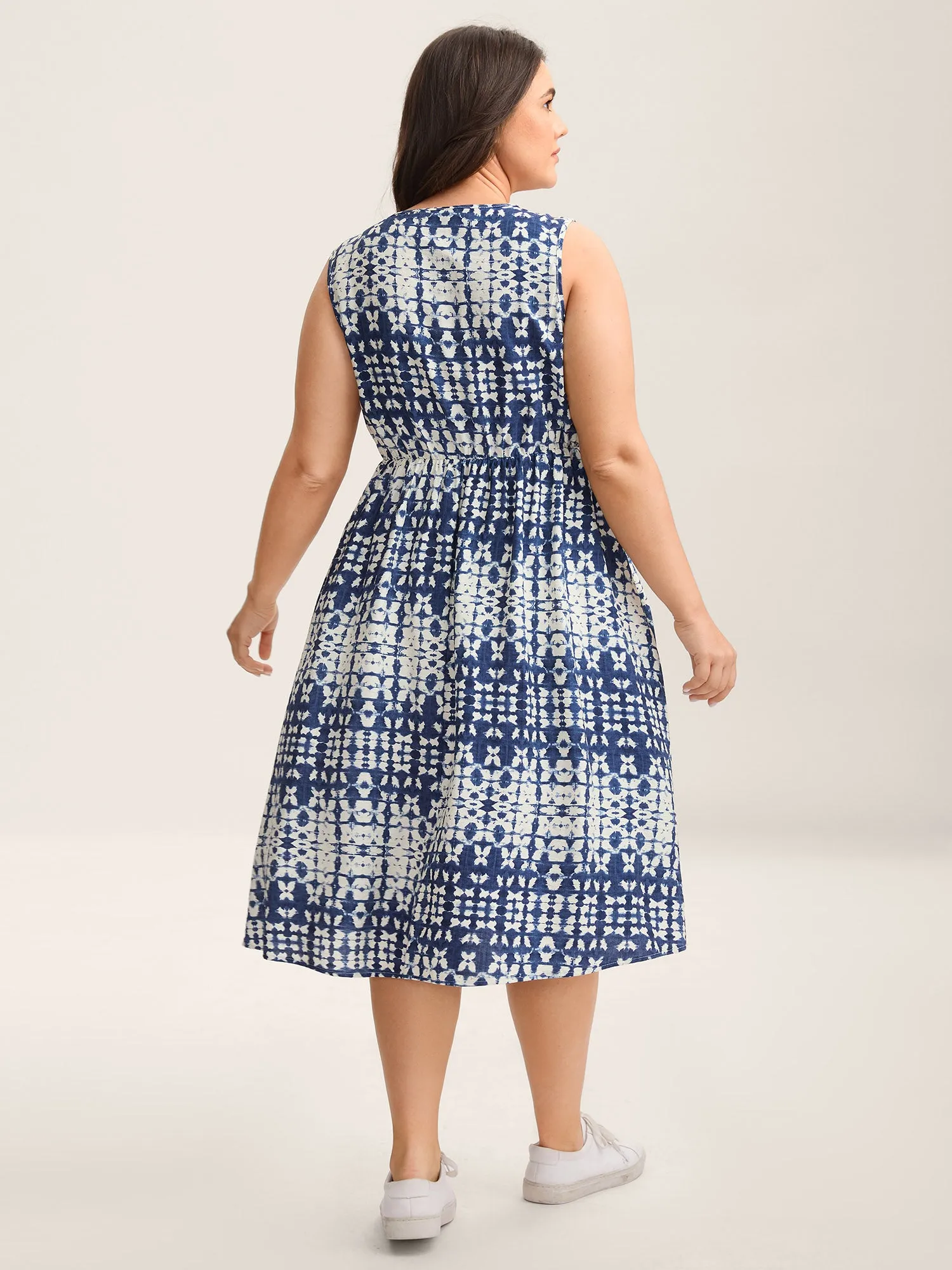 Tie-Dye Print Neck Tie Midi Dress sold by Bloomchic product image thumbnail 4
