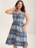 Tie-Dye Print Neck Tie Midi Dress sold by Bloomchic