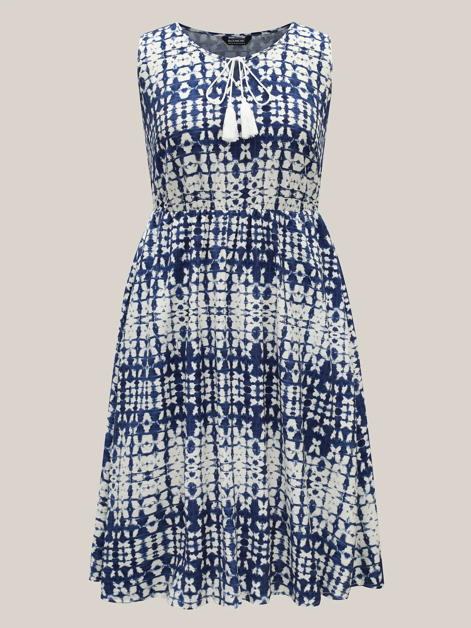 Tie-Dye Print Neck Tie Midi Dress sold by Bloomchic product image thumbnail 5