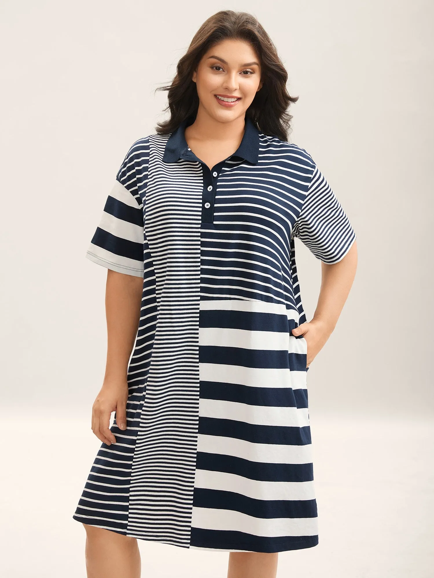 Cotton Knit Stripe Print Mini Dress sold by Bloomchic product image thumbnail 3