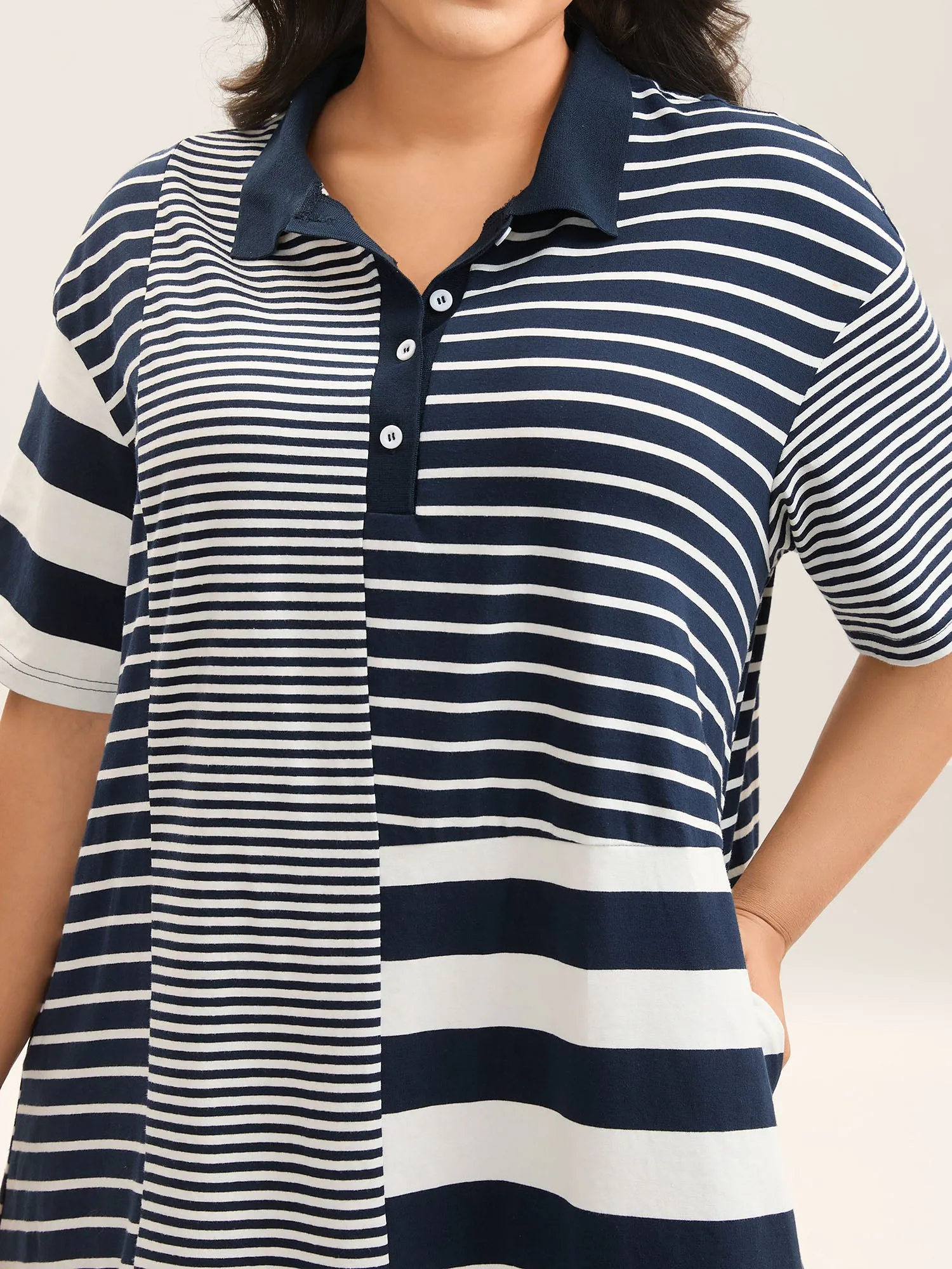 Cotton Knit Stripe Print Mini Dress sold by Bloomchic product image thumbnail 2