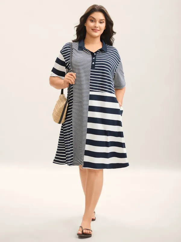 Cotton Knit Stripe Print Midi Dress sold by Bloomchic