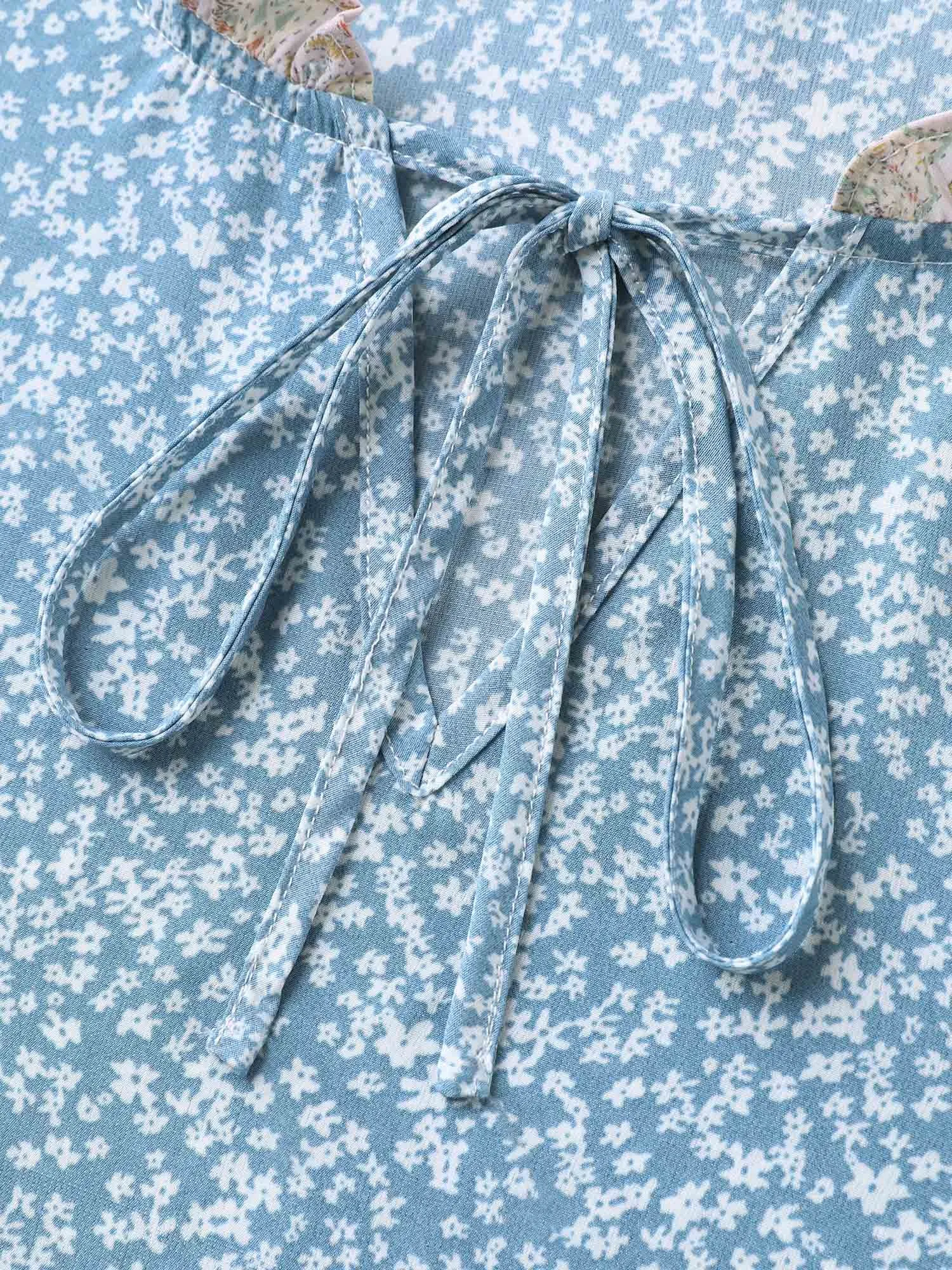 Ruffled Neck Tie Floral Print Blouse sold by Bloomchic product image thumbnail 5