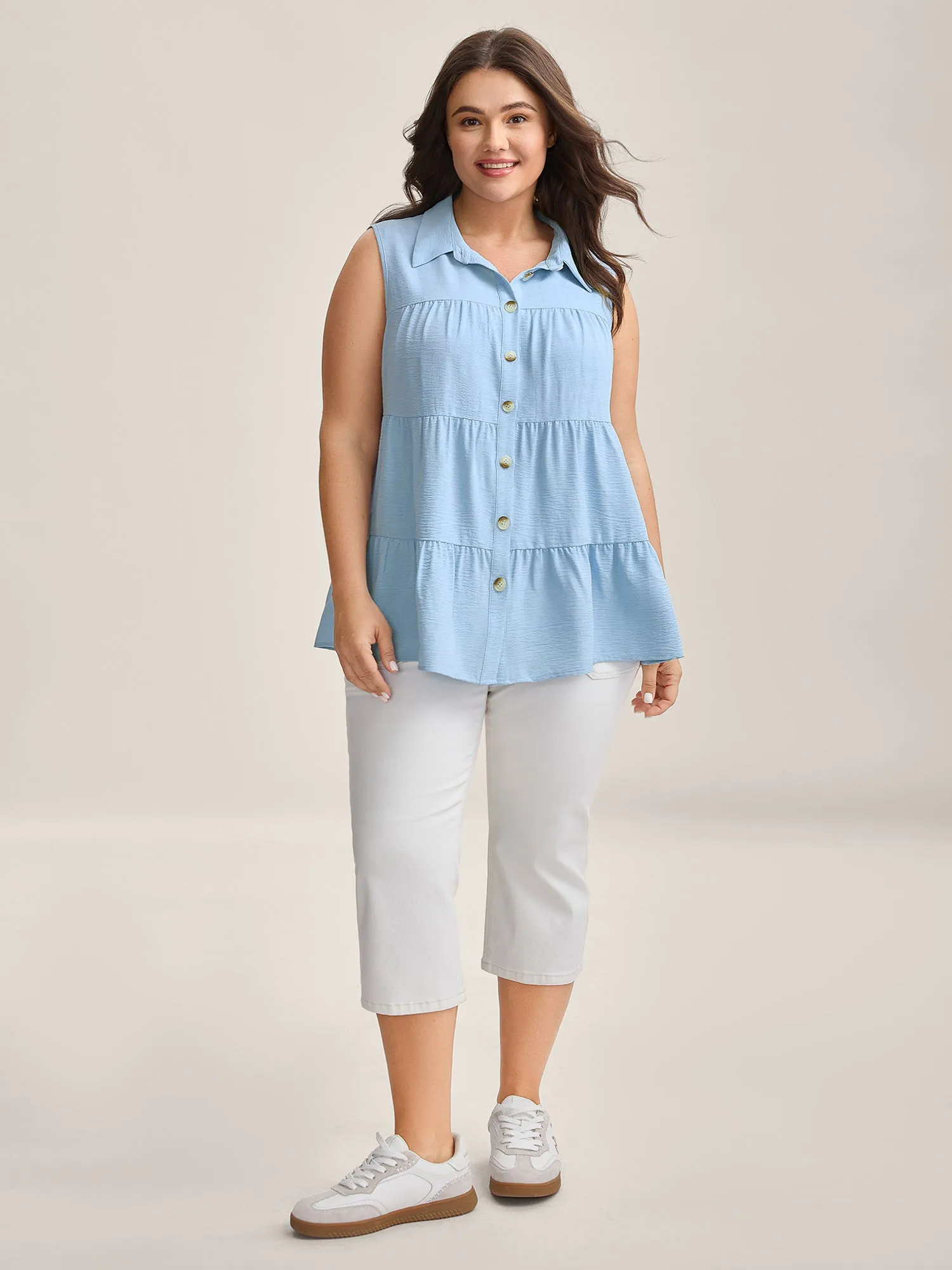 Textured Button Placket Tiered Tank Top sold by Bloomchic product image thumbnail 3
