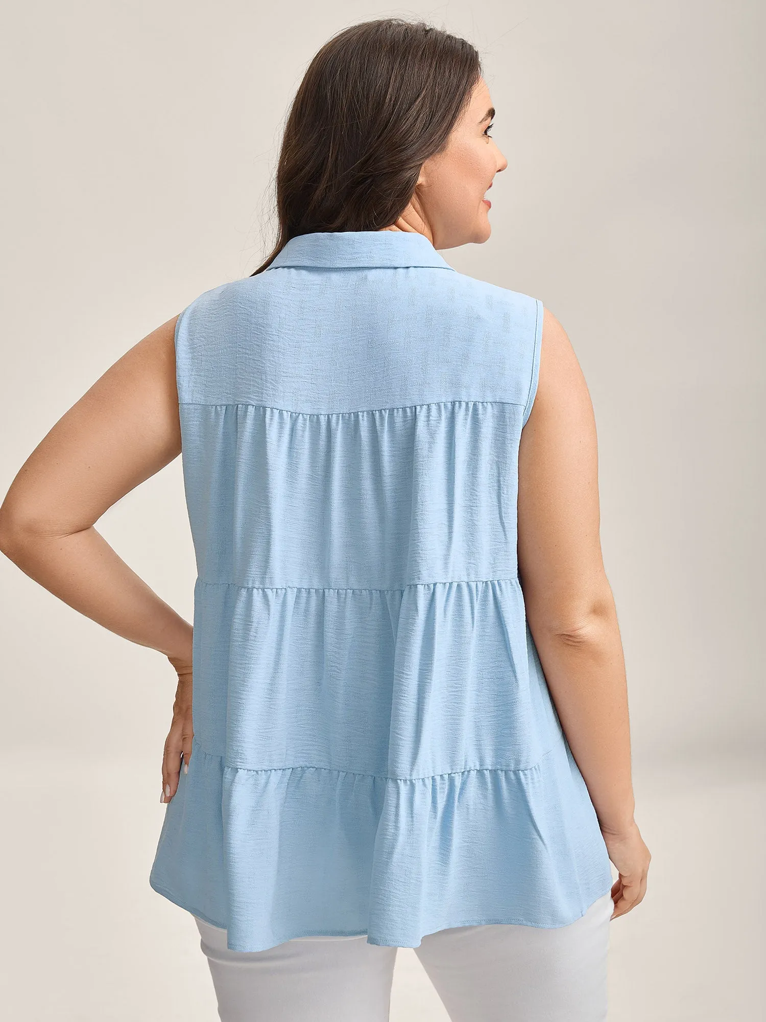 Textured Button Placket Tiered Tank Top sold by Bloomchic product image thumbnail 4