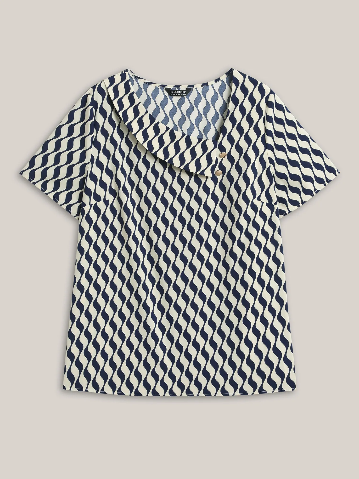 Wavy Print Asymmetrical Neckline Blouse sold by Bloomchic product image thumbnail 5