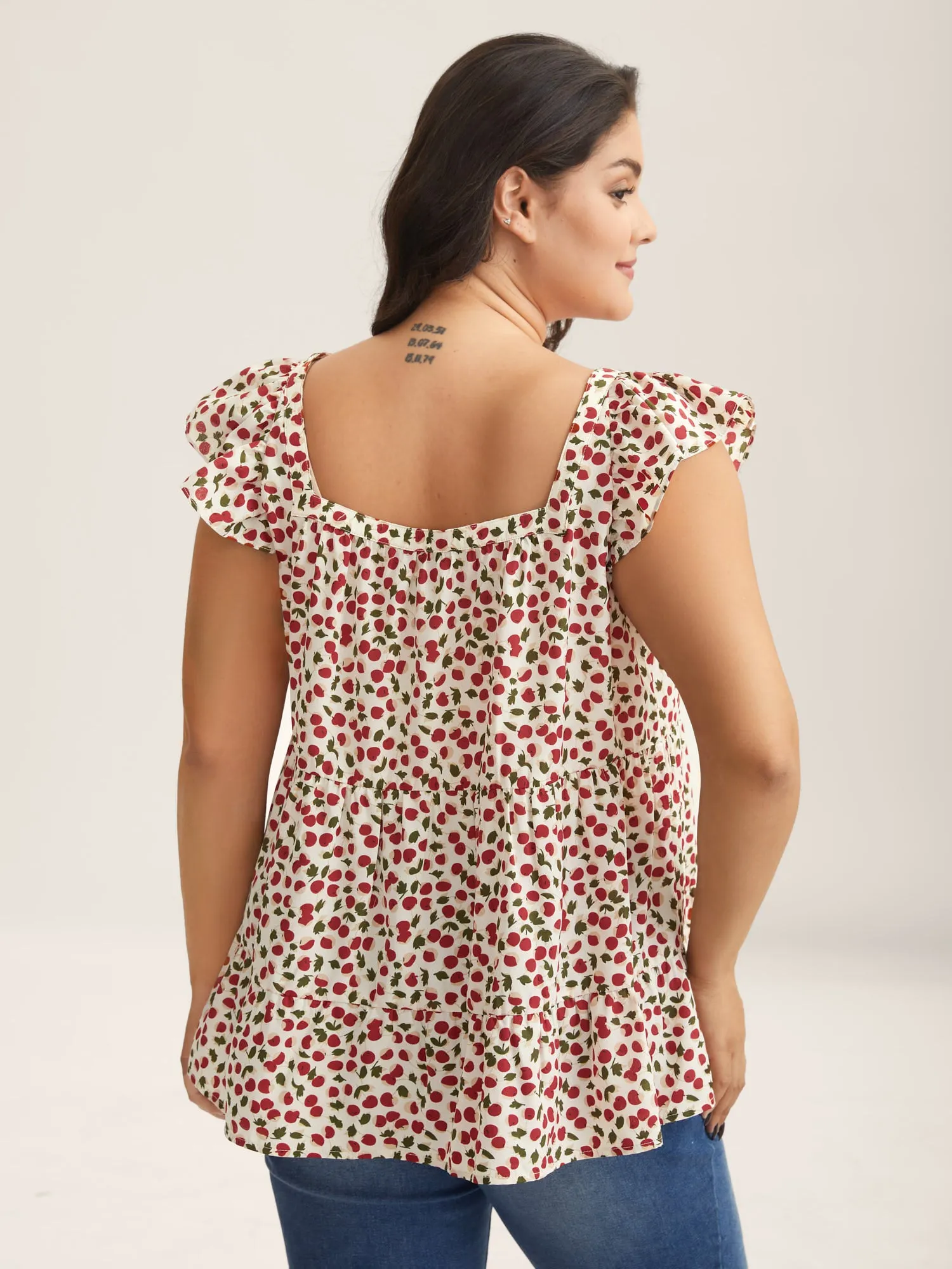 Cherry Print Flutter Sleeve Tank Top sold by Bloomchic product image thumbnail 4
